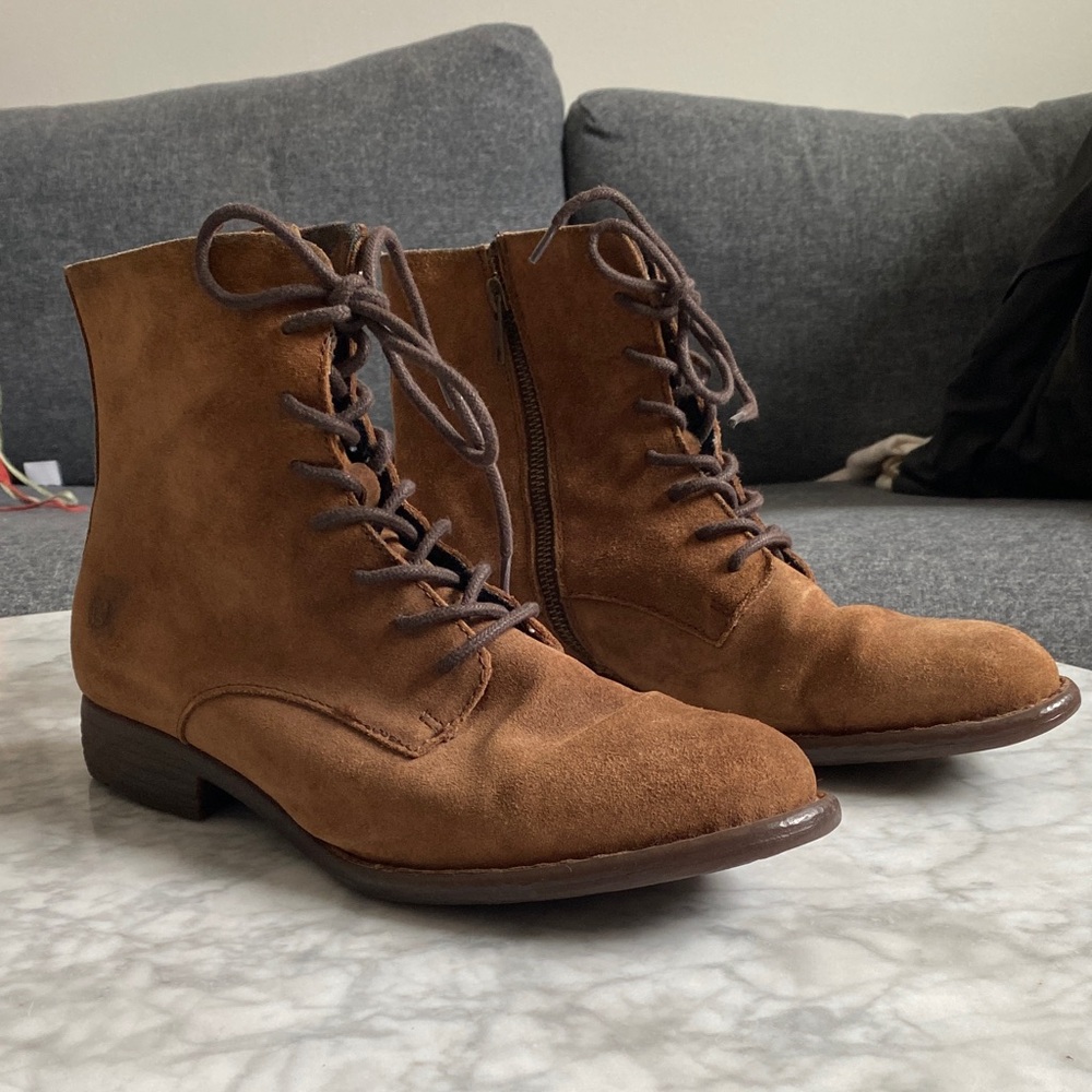 Born Brown Suede Lace-Up Boots - Picture 3 of 12